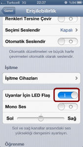 iphone uyarılar için led flaş açma