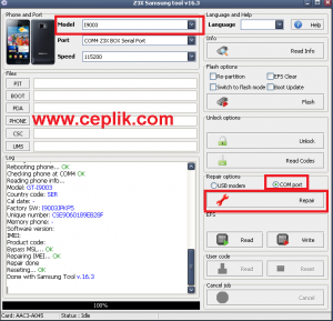 samsung i9003 z3x box imei repair