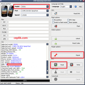 samsung s5301 galaxy pocket plus z3x box imei repair