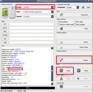 samsung s5570i galaxy mini z3x box imei repair