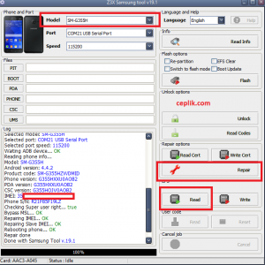 samsung g355h galaxy core 2 z3x box imei repair